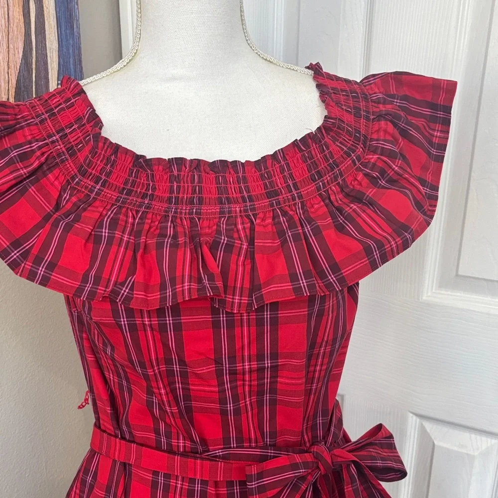 Draper James Red Check Midi Dress - Picture 2 of 5